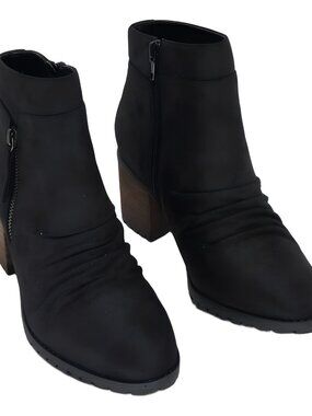 Bella Vita Janita Black Block Heel Ankle Booties Round Toe Womens 8N
